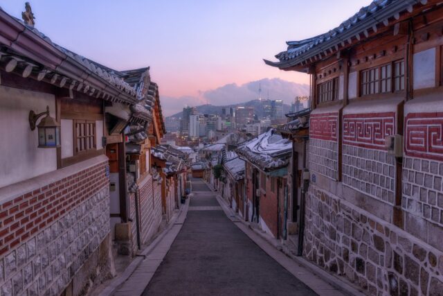 Traditional Korean Village at Sunrise South Korea Wallpaper