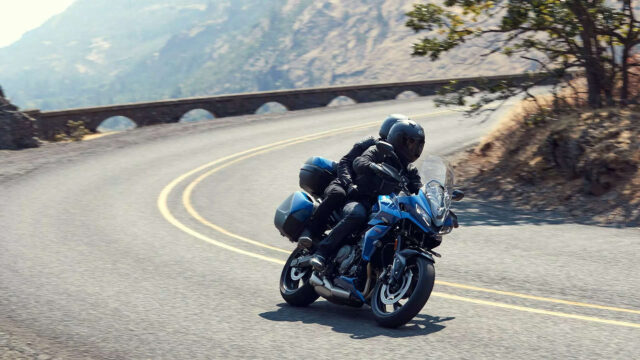 Triumph Tiger Sport 660 Riding on Mountain Road Perfect Wallpaper Background