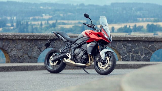 Triumph Tiger Sport 660 Wallpaper Stunning Red Motorcycle Parked Scenic View
