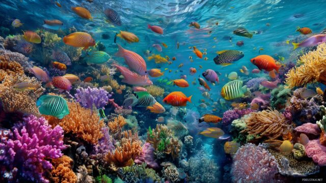 Unique Desktop Wallpaper HD Free Download, A Magical Underwater Scene Filled With Colorful Fish And Coral Reefs
