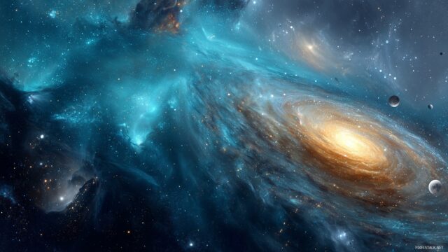 Unique HD Desktop Wallpaper, A Stunning Galaxy View With Stars, Planets, And Swirling Nebulae In Vivid Colors