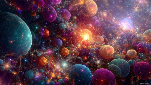 Unique HD Wallpaper For Mac, An Imaginative Realm Where Stars And Planets Collide In A Kaleidoscope Of Colors And Shapes