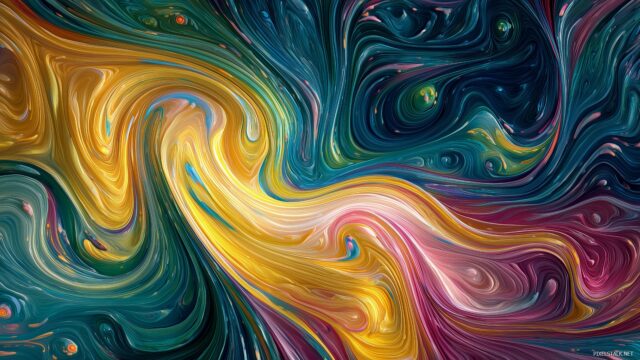 Unique High Resolution Wallpaper, A Mesmerizing Abstract Pattern With Swirling Colors And Shapes Creating Depth And Movement