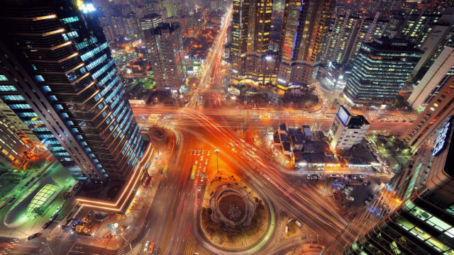 Vibrant Nightlife in South Korea Cityscape Wallpaper