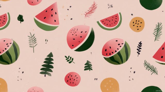 Watermelon Wallpaper Cute, Delightful Whimsical Elements Combining Fruit And Nature, Ideal For A Cheerful Atmosphere