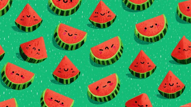 Watermelon Wallpaper Cute, Adorable Cartoon Style Watermelons With Smiling Faces And Bright Colors, Perfect For A Fun Look