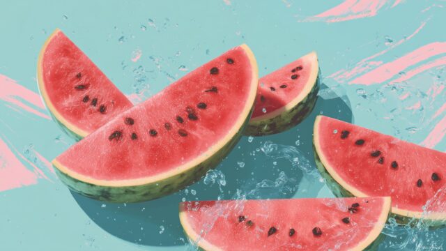 Watermelon Wallpaper For Desktop, High Resolution Design Featuring Cool Watermelon Slices Against A Refreshing Background
