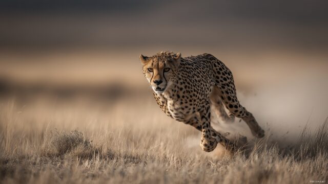 Wildlife Images Desktop HD Wallpaper Free Download, A Cheetah Sprinting Across The Open Plains In A Blurry Motion