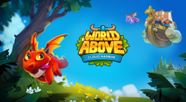 World Above Cloud Harbor Puzzle Game Colorful Dragon and Viking Ship Wallpaper
