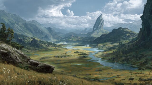 Halo Reach Wallpaper Landscape, An Enchanting Landscape From The Halo Reach Universe, Combining Alien Aesthetics With Natural Beauty To Create A Captivating Scene