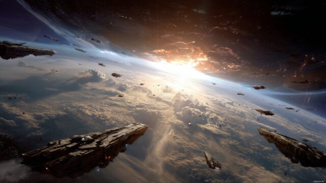 Halo Reach Wallpaper Ultra Wide, A Breathtaking Scene Of Space Combat In Halo Reach, Showcasing Ships In An Epic Battle, Perfect For Wide Displays