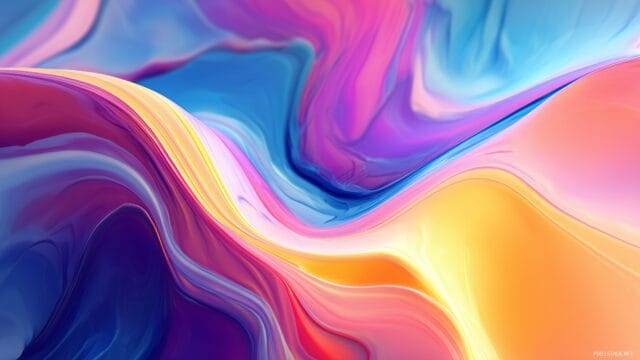 laptop HD wallpaper, colorful fluid shapes seamlessly blending in a vibrant backdrop.