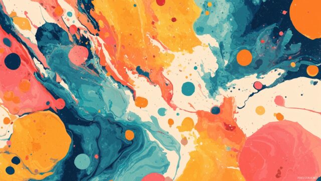 laptop HD wallpaper for abstract shapes, playful splashes of color with a focus on organic forms.