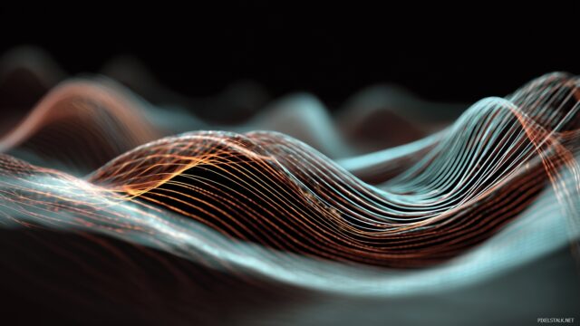 laptop HD wallpaper for creative desktop backgrounds, rhythmic patterns of waves and lines creating a sense of movement.