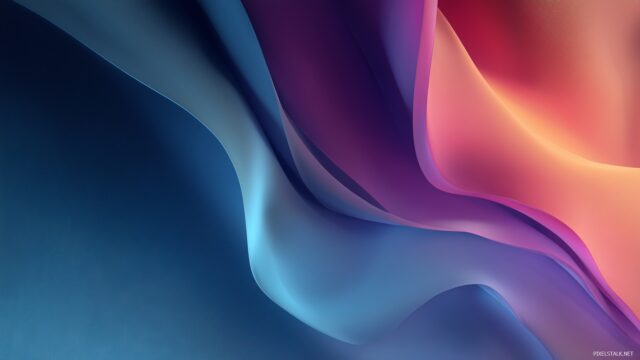 laptop HD wallpaper, sophisticated gradients with soft curves and waves evoking tranquility.