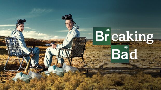 Aaron Paul is sitting outdoors with another man in a desert setting, 4K Desktop Wallpaper