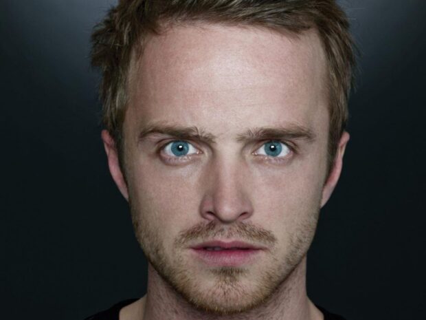 Aaron Paul shows a serious expression with blue eyes in this close up portrait, HD Desktop Wallpaper