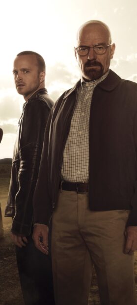 Aaron Paul stands beside another man in a dramatic scene, HD Mobile Wallpaper