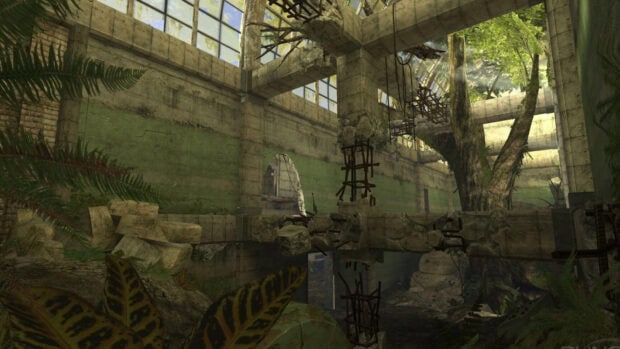 An abandoned building overgrown with trees and plants in this ghost town wallpapers, HD Desktop Wallpaper