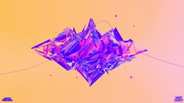 Abstract purple facets design with pink lines on a gradient background, 4K Desktop Wallpaper