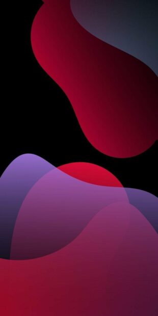 Abstract red and purple shapes flow on a black background in this iPhone 17 Wallpapers design, iPhone Wallpaper