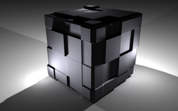 The cube features a detailed textured surface illuminated with subtle shadows, Cube Wallpapers HD resolution, HD Desktop Wallpaper