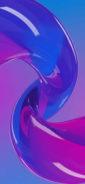 The abstract twist design features vibrant blue and purple shades creating a glossy fluid effect, iPhone Wallpaper