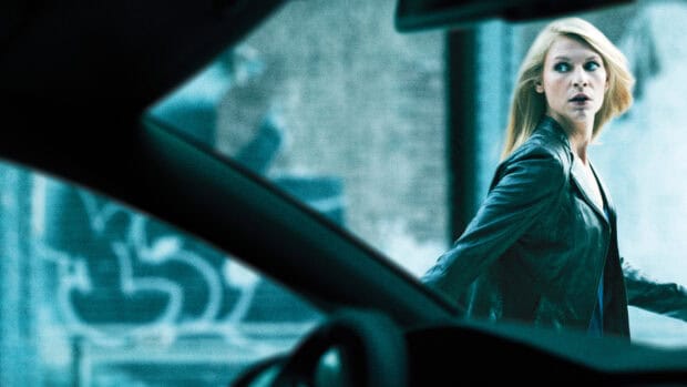 A woman in a leather jacket looks back while walking outside near a car, HD Desktop Wallpaper