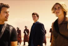 The Allegiant characters stand tense in a desert setting, HD Desktop Wallpaper