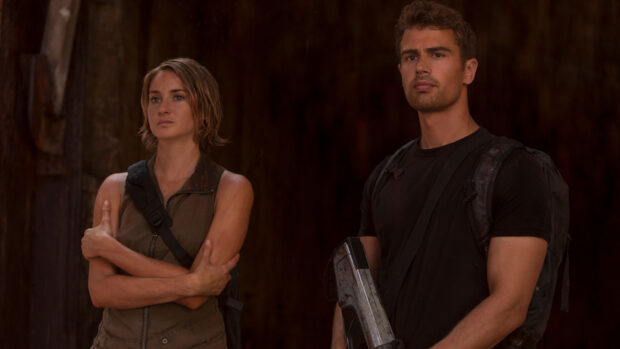 Two characters from Allegiant stand focused in a dark setting, HD Desktop Wallpaper
