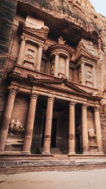 The ancient structure carved into rock represents Petra Jordan Wallpapers, HD Mobile Wallpaper