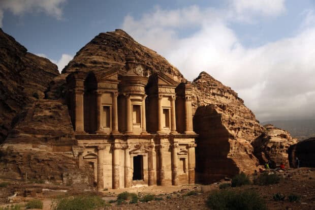 The ancient monastery carved into the rock is a famous Petra Jordan sight, 2K Desktop Wallpaper
