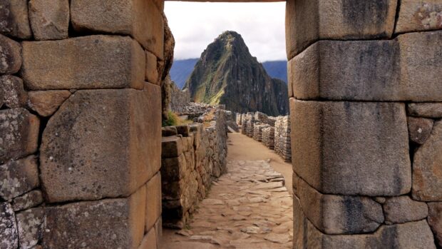 The ancient stone path leads to a mountain peak in Peru highlighting Peru Wallpapers, HD Desktop Wallpaper