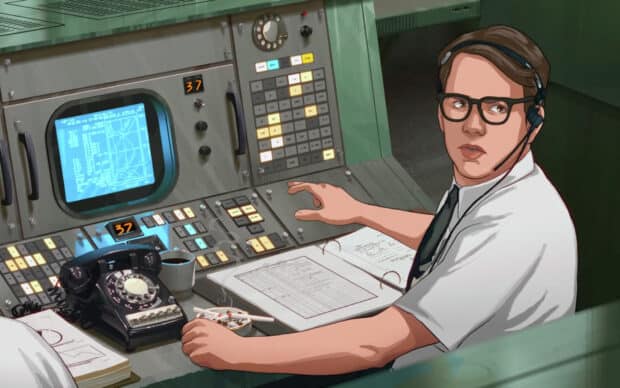 A man wearing glasses operates a console during the Apollo 10 mission, HD Desktop Wallpaper