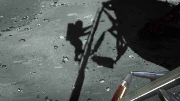 The shadow of the Apollo 10 lunar module can be seen on the moon’s surface, HD Desktop Wallpaper