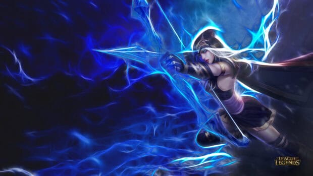 Ashe League Of Legends shows her powerful icy bow attack, HD PC Wallpaper