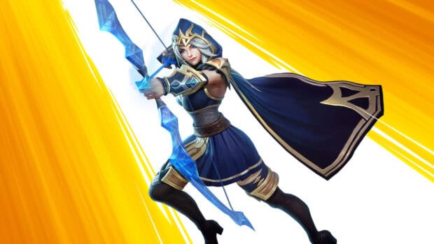 Ashe from League of Legends aims her bow in a dynamic pose, HD Desktop Wallpaper