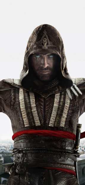 A focused close up of the Assassins Creed movie main character in detailed armor, HD Phone Wallpaper
