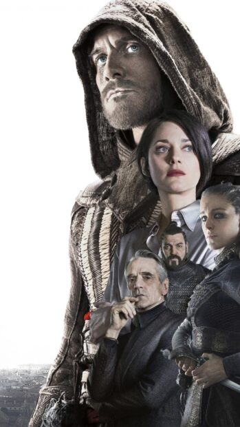 A collage of characters from the Assassins Creed movie showcasing key figures, HD Phone Wallpaper