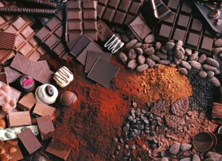 Various types of chocolate and cocoa beans are arranged together for Cocao Wallpapers, HD Desktop Wallpaper