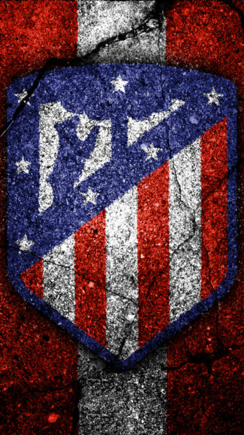 The Atletico Madrid crest is displayed with textured red, white, and blue colors, HD Phone Wallpaper