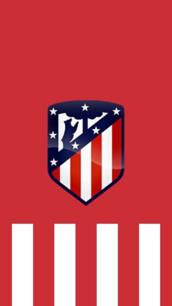 The Atletico Madrid crest is centered on a red background with white stripes, HD Phone Wallpaper