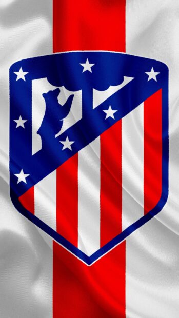 The Atletico Madrid emblem is displayed on a red and white striped fabric, HD Mobile Wallpaper