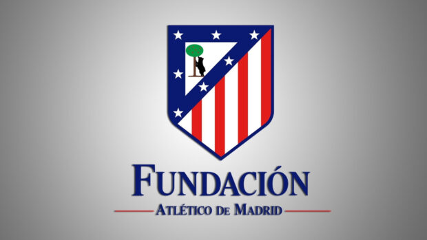The Atletico Madrid Wallpapers foundation logo features a bear reaching for a tree, HD Desktop Wallpaper
