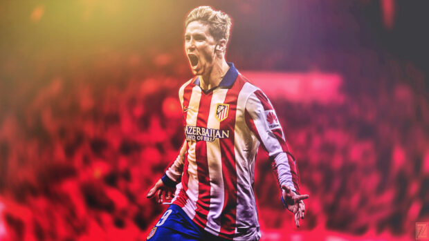 A footballer from Atletico Madrid is passionately celebrating with fans in the background, HD Desktop Wallpaper