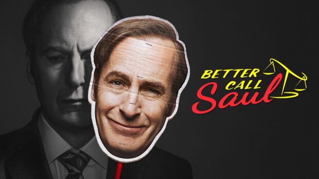 A character holds a mask with a smiling face representing Better Call Saul wallpapers, 4K Desktop Wallpaper