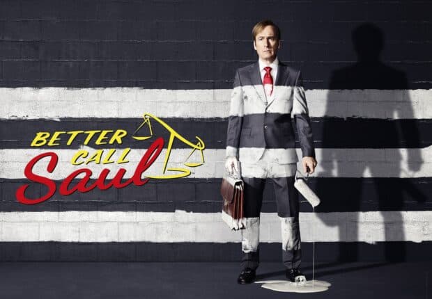 A man stands with paint roller and briefcase against a striped wall in Better Call Saul, HD Desktop Wallpaper