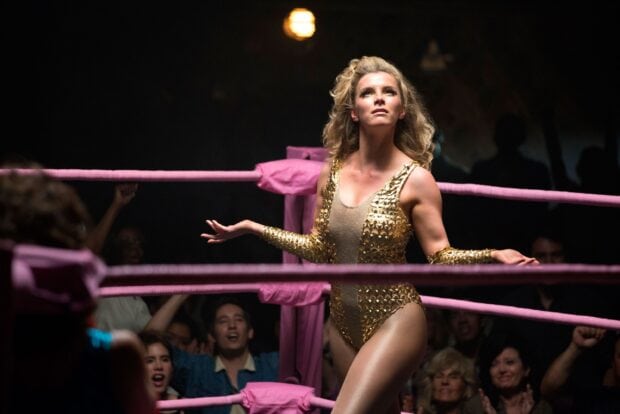 Betty Gilpin wallpapers shows a confident woman standing in a wrestling ring, 2K Desktop Wallpaper