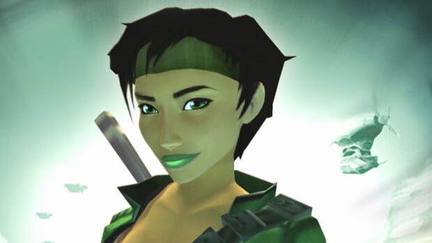 A female character from Beyond Good And Evil game with green eyes and headband, HD Desktop Wallpaper