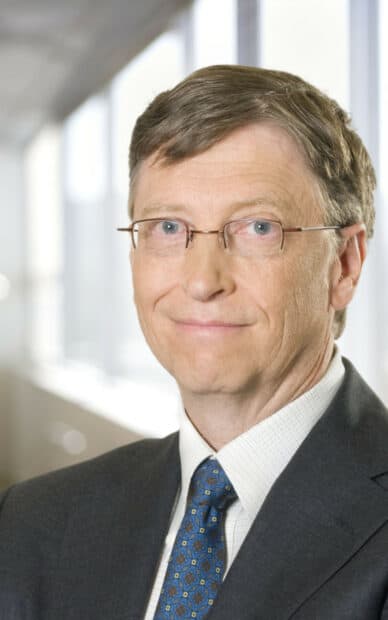 Bill Gates is wearing glasses and a suit with a blue patterned tie, HD Mobile Wallpaper